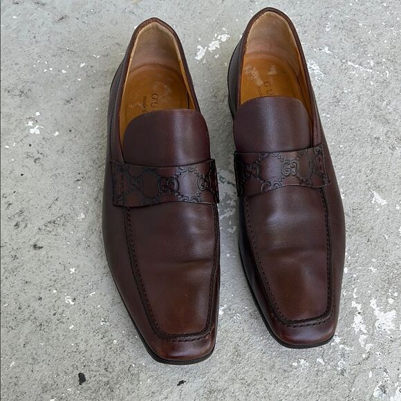 Gucci Men's Brown Leather Loafers - Picture 1 of 9